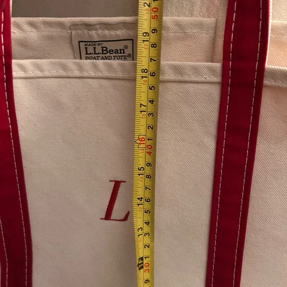 Vintage 90s LL Bean Boat & Tote Bag White/Red Canvas XL 
USA Made READ - Picture 7 of 8